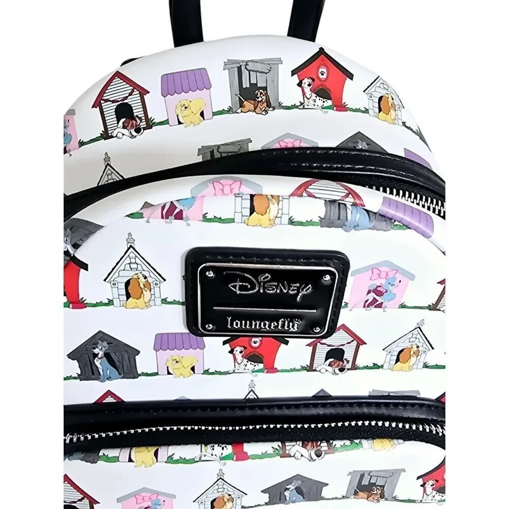 Loungefly Disney Dogs Doghouse Allover Print Mini Backpack Dodger Lady Tramp EUC